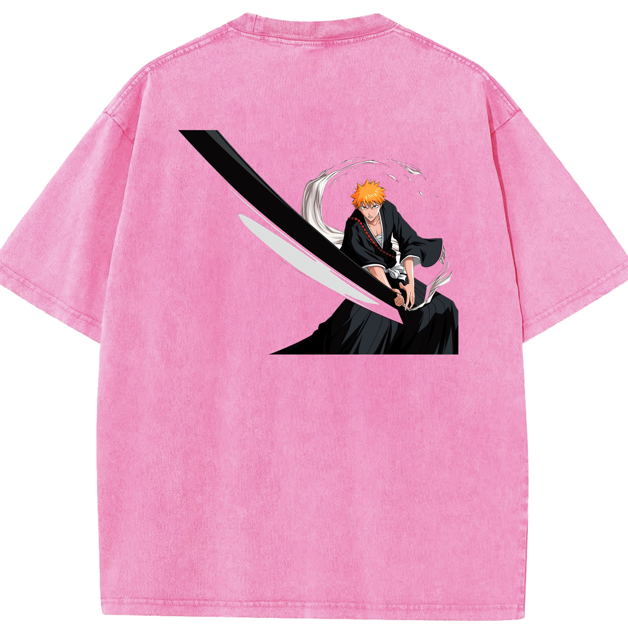 （画像用） ブリーチ 黒崎一護（くろさき いちご）BLEACH Kurosaki Ichigo 綿100% ヴィンテージ風 半袖Tシャツ（背面プリント）